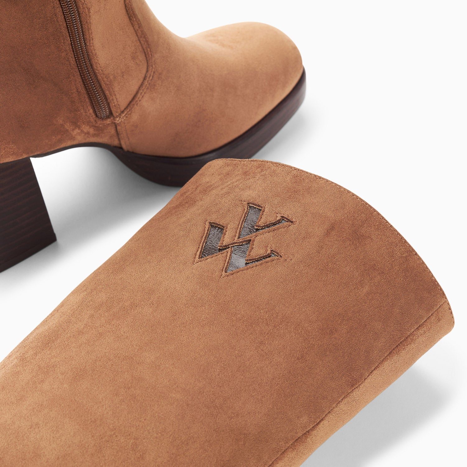 Bottes en suédine camel à plateforme et talon effet bois femme Vanessa Wu